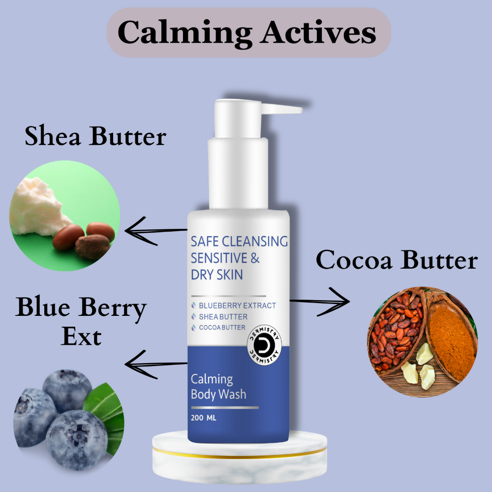 Dermistry Sensitive & Dry Skin Care Calming Soothing Body Wash Safe Soap Free Cleanser Blue Berry - Distacart