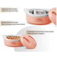 Thumbnail for Milton New Marvel 1000 Inner Steel Casserole For Roti/Chapati - Peach Color