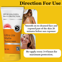 Thumbnail for Dermistry Ultra Lite Matte Water Based Sunscreen for Oily Skin SPF 50 UVA UVB PA+++ Protection - Distacart
