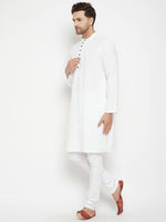 Thumbnail for Even Apparels White Viscose Long Men's Kurta With Band Collar - Distacart