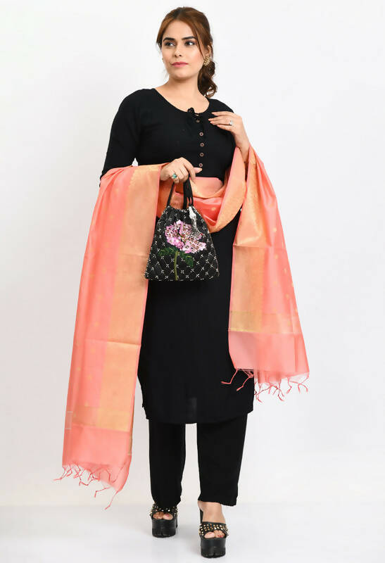 Mominos Fashion Moeza Women's Banarsi Silk Woven Design Baby Pink Dupatta - Distacart