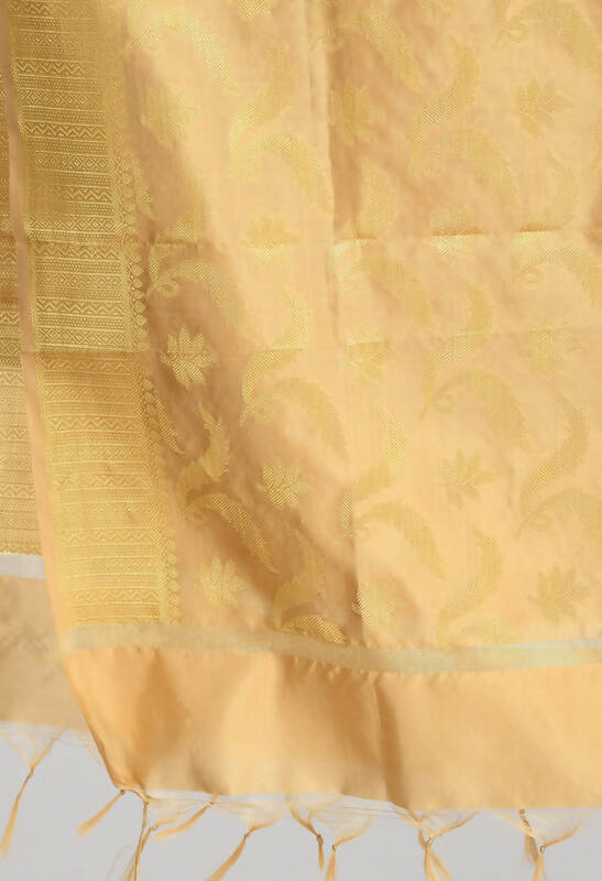 Mominos Fashion Moeza Women's Banarsi Silk Floral Woven Design Golden Dupatta - Distacart
