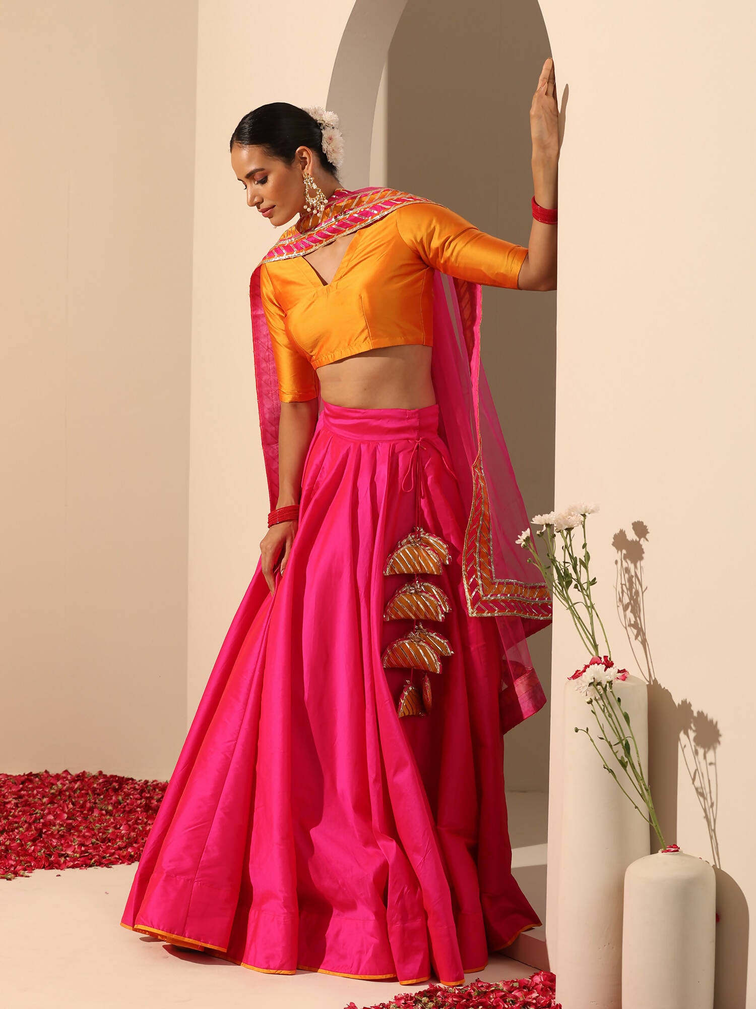 Pomcha Jaipur Pink Gul Hot Pink Lehenga - Distacart