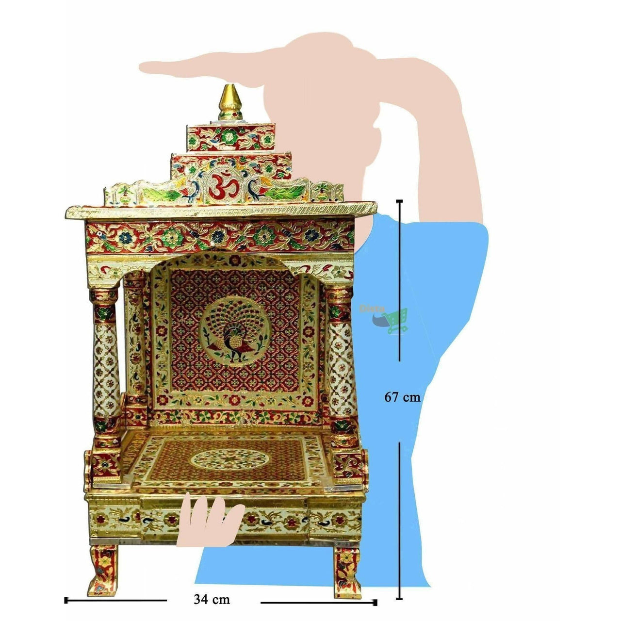 Silver Coated Multi Color Pooja Mandir / Pooja Mandiram Multi Color - Distacart