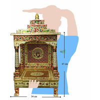 Thumbnail for Silver Coated Multi Color Pooja Mandir / Pooja Mandiram Multi Color - Distacart