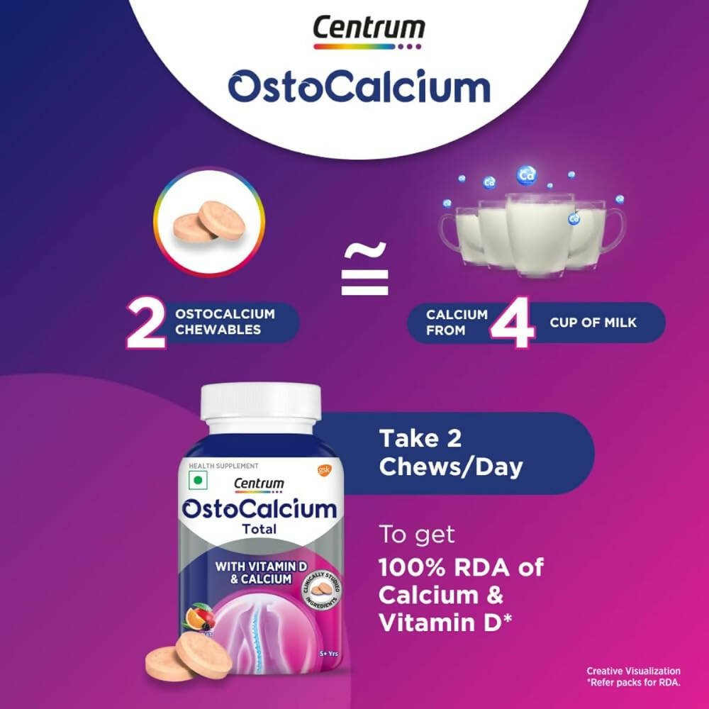 Centrum OstoCalcium Total Chewables Tablets - Mixed Fruit - Distacart
