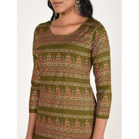 Thumbnail for Cheera Women's Beautiful Gold Ptint Straight Kurta (CH068K)