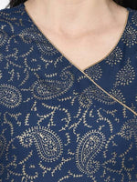 Thumbnail for Aniyah Rayon Blue Color Foil Print Angrakha Anarkali Kurta (AN-208K)