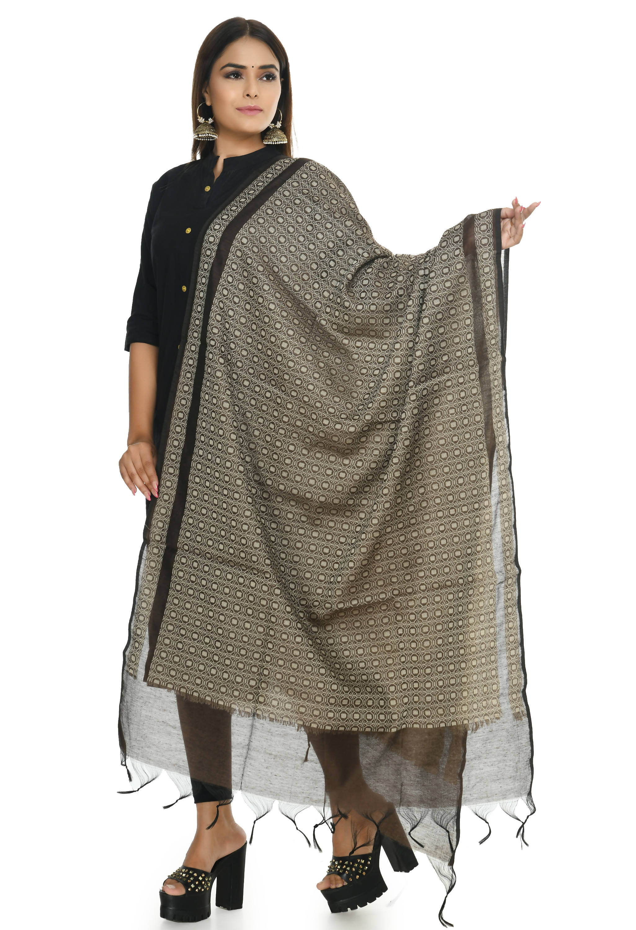 Mominos Fashion Moeza Handloom Cotton Coffee Color Dupatta For Women - Distacart