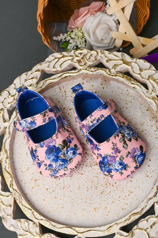 Tiny Bugs Girls Flowral Print Infants Booties - Blue - Distacart