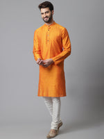 Thumbnail for Even Apparels Orange Solid Kurta With Band Collar - Distacart