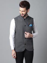 Thumbnail for Even Apparels Men's Grey Pure Wool Nehru Jacket - Distacart