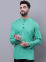 Thumbnail for Even Apparels Green Pure Cotton Short Kurta With Band Collar - Distacart