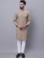 Thumbnail for Even Apparels Beige Pure Cotton Kurta With Band Collar - Distacart