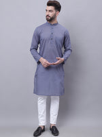 Thumbnail for Even Apparels Grey Pure Cotton Kurta With Band Collar - Distacart