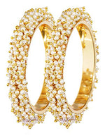 Thumbnail for Gold-Plated Alloy Pearl Cluster Bangle Set - The Pari - Distacart