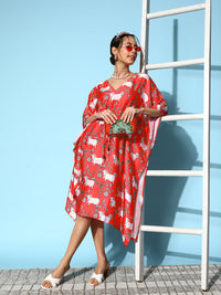 Thumbnail for InWeave Women's Bright Pink Indian Bull Print Kaftan - Distacart