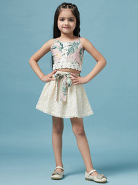 Thumbnail for Girls Printed Sleeveless Top With Skirt - Mini Marvels - Distacart