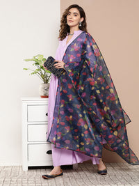 Thumbnail for InWeave Women's Mauve Tiered Anarkali Kurta Set - Distacart