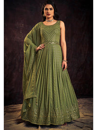 Thumbnail for Myra Green Real Georgette Designer Gown Style Suit - Distacart