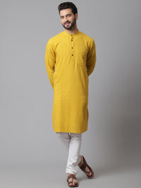 Thumbnail for Even Apparels Yellow Pure Cotton Kurta With Band Collar - Distacart