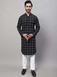 Thumbnail for Even Apparels Black Pure Cotton Kurta With Band Collar - Distacart