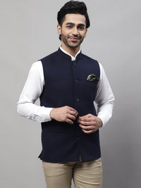 Thumbnail for Even Apparels Men's Blue Pure Wool Nehru Jacket - Distacart