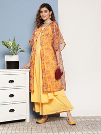 Thumbnail for InWeave Women's Cassatta Yellow Cr Strappy Set With Mustard Brown Cape - Distacart