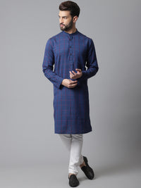 Thumbnail for Even Apparels Blue Long Kurta With Band Collar - Distacart