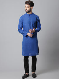 Thumbnail for Even Apparels Blue Solid Kurta With Band Collar - Distacart