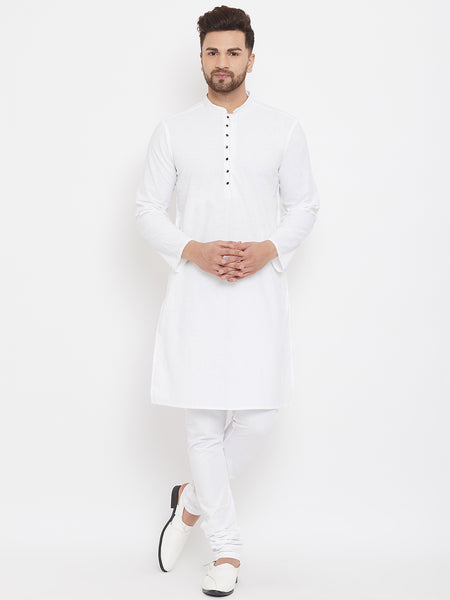 Even Apparels White Pure Cotton Kurta With Band Collar - Distacart