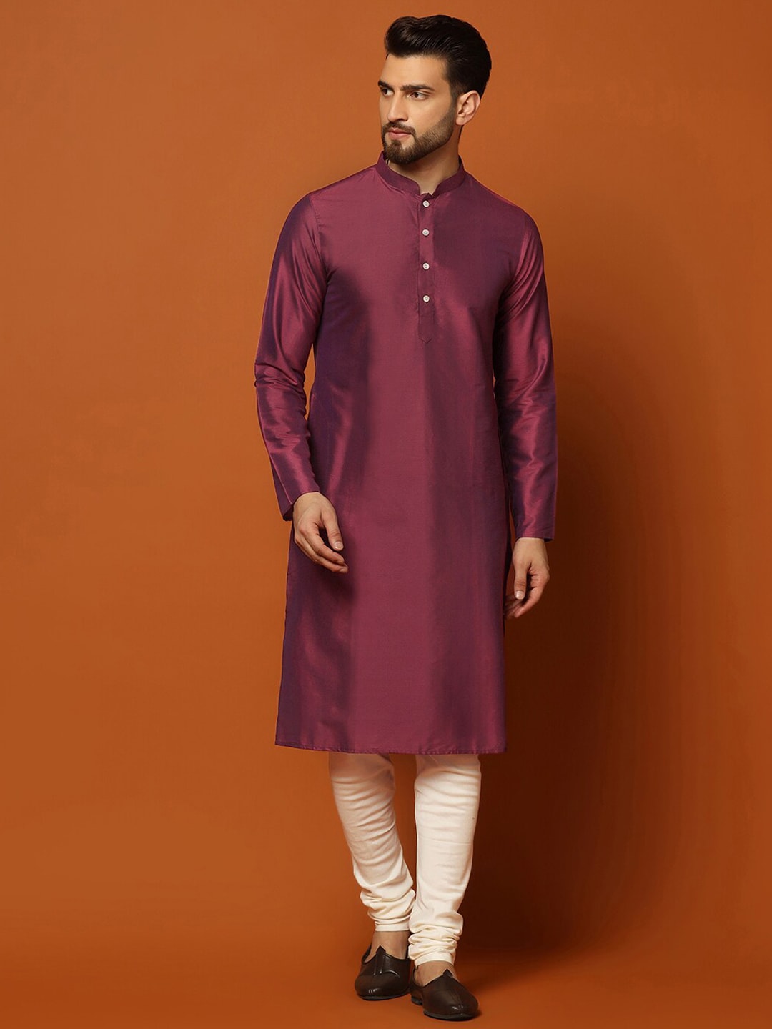KISAH Self-Design Cotton Sherwani Set - Distacart