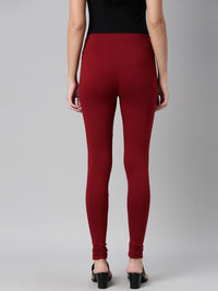 Thumbnail for Souchii Maroon Solid Churidar-Length Leggings - Distacart