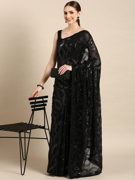 Mitera Abstract Sequinned Saree - Distacart