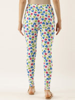 Thumbnail for Souchii White & Blue Printed Slim-Fit Ankle-Length Leggings - Distacart