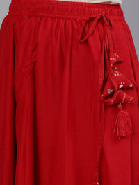 Thumbnail for Ishin Women Red Embroidered Kurta with Sharara & Dupatta - Distacart