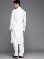 Thumbnail for Manyavar Men White Solid Kurta with Pyjamas - Distacart