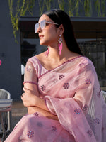 Thumbnail for Tikhi Imli Floral Mirror Work Organza Saree - Distacart