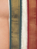 Thumbnail for Sethukrishna Men Cream Solid Readymade Dhoti Pants With Angavastram - Distacart