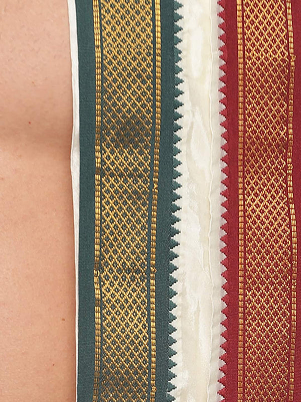 Sethukrishna Men Cream Solid Readymade Dhoti Pants With Angavastram - Distacart