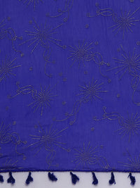 Thumbnail for Souchii Blue Foil Printed Handcrafted Dupatta - Distacart