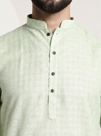 Thumbnail for Sojanya Men Green Dobby Checked Straight Kurta - Distacart