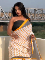 Thumbnail for Kalini Floral Printed Pure Cotton Bagru Saree - Distacart