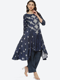 Thumbnail for Biba Women Navy Blue & Navy Blue Printed Kurta - Distacart