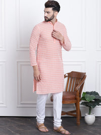 Thumbnail for Sojanya Floral Embroidered Regular Thread Work Pure Cotton Kurta with Churidar - Distacart