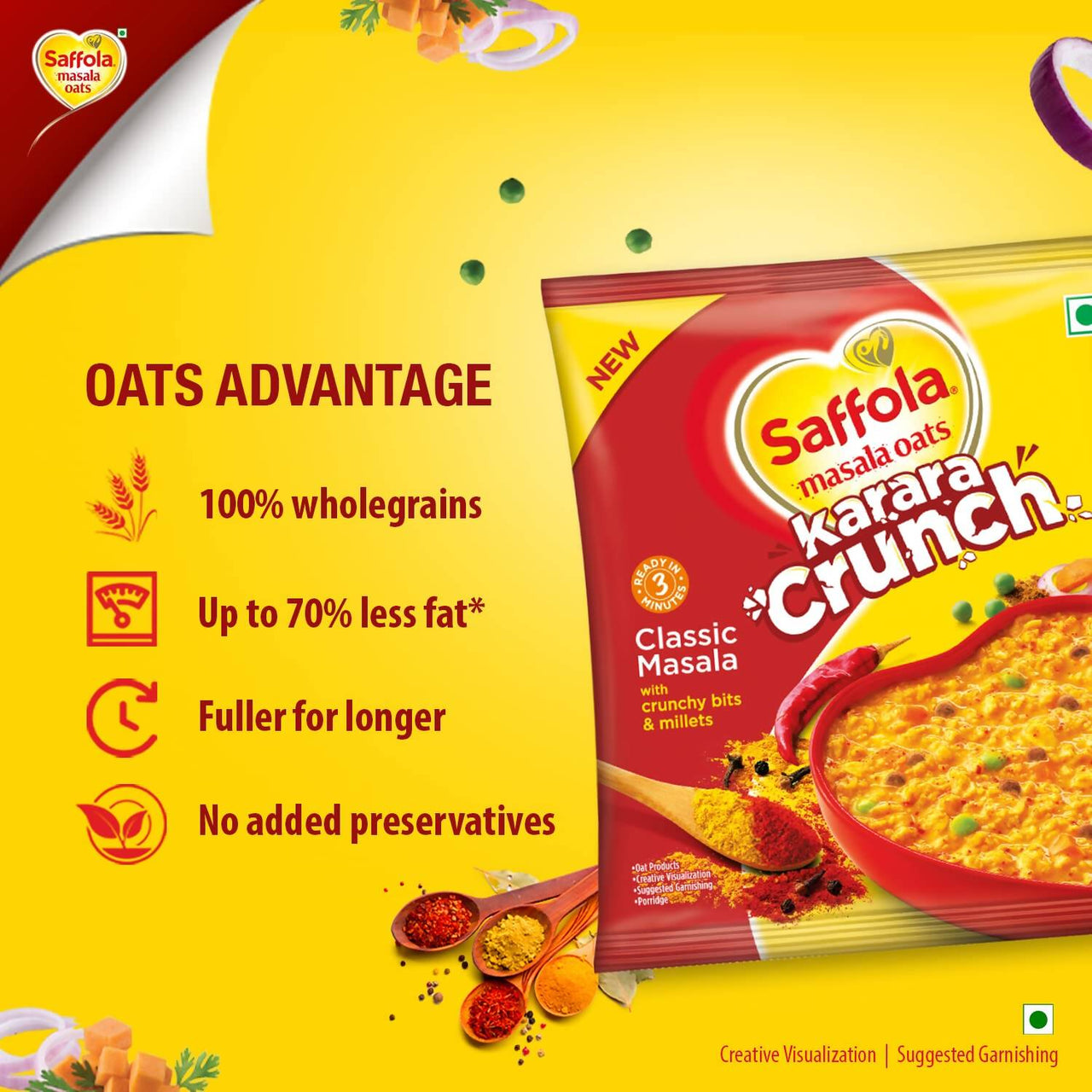 Saffola Karara Crunch Masala Oats - Distacart