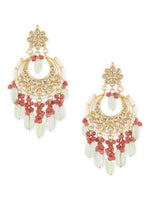 Thumbnail for Gold-Toned Red Contemporary Gold-Plated Chandbalis Earrings - Ruby Raang - Distacart