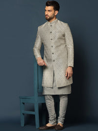 Thumbnail for KISAH Woven-Design Cotton Sherwani Set - Distacart
