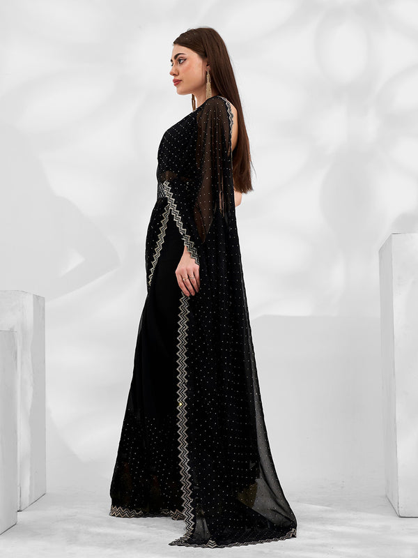 Mitera Embellished Beads and Stones Pure Chiffon Saree - Distacart