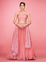 Thumbnail for Myra Peach Art Silk Embroidered Designer Lehenga - Distacart